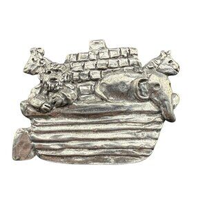 Sheridan Noahs Ark Brooch Pin Pewter‎ Figurine Detailed Animals